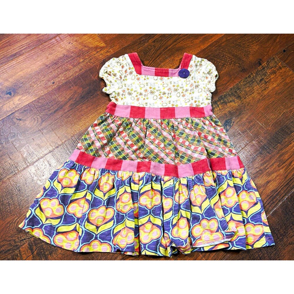 Matilda Jane Girls 4 A-Line Square Neck Floral Cotton Knee Dress Puff Sleeve